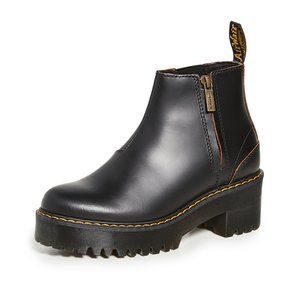 Dr Martens Rometty II Smooth Black Leather Chelsea Zip Platform Boots 7 US 5 UK